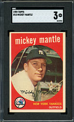 1959 Topps #10 Mickey Mantle SGC VG 3