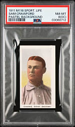 1910-1911 M116 Sporting Life Sam Crawford Pastel Background PSA NM-MT 8 (oc)