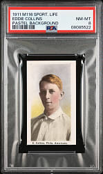 1910-1911 M116 Sporting Life Eddie Collins Pastel Background PSA NM-MT 8