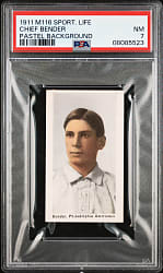 1910-1911 M116 Sporting Life Chief Bender Pastel Background PSA NM 7