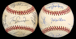 1995 Montreal Expos & 1996 Los Angeles Dodgers Team Signed Baseballs Pair