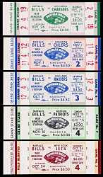 1964 AFL Champion Buffalo Bills Home Game Full Ticket, Near-Complete Set (5/7)