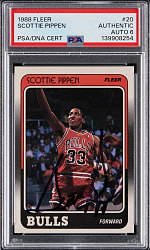 1988-1989 Fleer Basketball #20 Scottie Pippen Signed Rookie PSA/DNA Auto 6