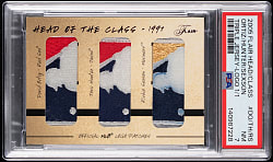2005 Flair Head of the Class Torii Hunter/David Ortiz /Richie Sexson Triple MLB Logoman Patch #1/1 PSA NM 7