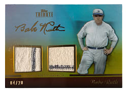 2011 Topps Tribute Babe Ruth Double Pinstripe Jersey Relic Gold Parallel #/20