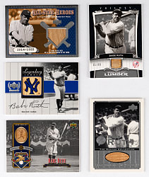 2000-2005 Upper Deck Product Babe Ruth Game-Used Bat Cards (5)