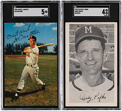 1953-1960 Bill & Bob and Spic & Span Milwaukee Braves SGC Graded Pair with Eddie Mathews