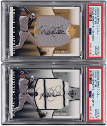 2008 Ultimate Collection Derek Jeter Game-Used Jersey/Autograph PSA NM-MT 8 Pair with Gold #/25