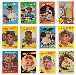 1959 Topps Near Complete Set (570/572) with 3-Card Salesman Sample, Variations Plus Felt Emblem Card - (575 Total Cards)