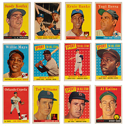 1958 Topps Near Complete Set (492/494) with (2) PSA Graded Stars & Several Yellow Letter Variations Plus Contest Card - (505 Total Cards)