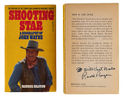 Ronald Reagan Signed "Shooting Star: A Biography of John Wayne" Paperback Book - JSA LOA