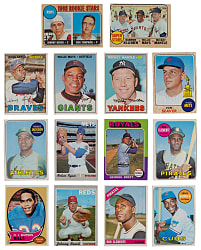 1961-1975 Topps Baseball & Football Hall of Fame & Superstar Collection (36) with J. Brown, R. Jackson Rookie & Mantle