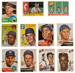 1939-1963 Topps, Bowman & Exhibits Collection (41) with (11) Hall of Famers Including (2) Mantle, DiMaggio & Mays