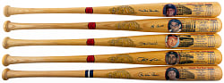 Hall of Famer Signed Cooperstown Bat. Co. Famous Player Series Bats (5) with Berra, Musial & Reese