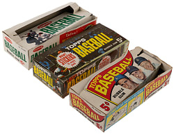 1963-1966 Topps 5-Cent Display Box Trio with Very Clean 1963 Example