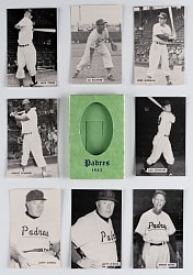 1952 Globe Printing San Diego Padres Pacific Coast League Complete Set (18) with Original Display Sleeve - Sharp!
