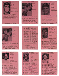 1961 7-11 Collection (9) with (5) Hall of Famers Plus Checklist