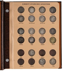 1917-1930 Standing Liberty Silver Quarters (72) with Dansco Album Partial Set (28/37)