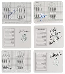 Masters Tournament Champion Signed Augusta National Golf Club Scorecard Partial Set (33/57) with Jack Nicklaus & Arnold Palmer