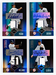 2004 Leaf Limited New York Yankees Certified Autograph/Jersey Quartet with Roger Clemens & Bernie Williams - Each #/50 or Lesser