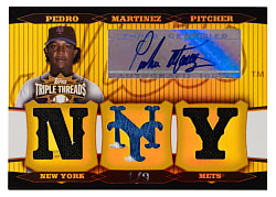 2006 Topps Triple Threads #96 Pedro Martinez Relic Autograph Gold #1/9