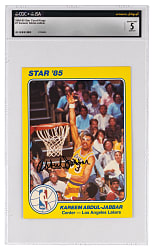 1984-1985 Star Court Kings #1 Kareem Abdul-Jabbar Period Signed CGC EX 5 with JSA Auto 9