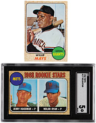 1968 Topps #50 Willie Mays & #177 Nolan Ryan Rookie SGC EX 5 Pair