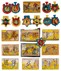 1950 Burry’s Cookies Hopalong Cassidy Collection (30) with Cards, Unopened Cellos, Badges & Panels