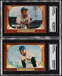 1955 Bowman #179 Hank Aaron & #184 Willie Mays SGC Authentic Pair