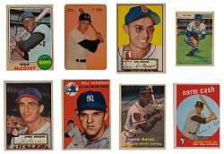 1950-1968 Baseball Collection (8) with Tough 1952 Mother's Cookies #4 Chuck Connors & 1957 Topps #20 Hank Aaron