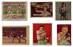 1910-1956 Boxing Collection (6) with 1951 Topps Ringside #43 Rocky Marciano & 1951 Berk Ross #2-13 Sugar Ray Robinson