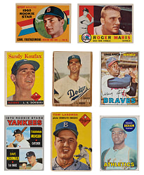 1954-1970 Topps Hall of Fame & Star Collection (8) with (2) Sandy Koufax, Hank Aaron & Several Rookies