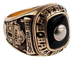 Ted Williams 1966 Hall of Fame Induction 10K Gold Commeorative Ring - Jeweler LOA