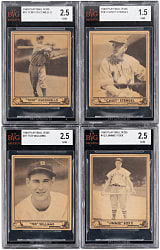 1940 Play Ball Hall of Fame & Star BVG FAIR 1.5 to GOOD-VG 2.5 Graded Group (4) with Jimmie Foxx & Ted Williams