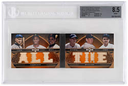 2013 Topps Triple Threads Relics Combos Dual Gold #2 Booklet with Cobb, Clemente, Mays, Gehrig, T. Williams & Foxx #7/9 BGS NM-MT+ 8.5