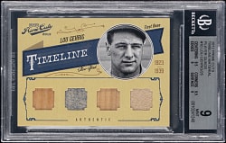 2012 Playoff Prime Cuts Timeline Material #10 Lou Gehrig Quad Relic #/25 BGS MINT 9