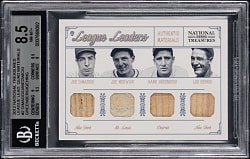 2012 Panini National Treasures League Leaders Quad Materials #2 with DiMaggio, Gehrig, Greenberg & Medwick #/25 BGS NM-MT+ 8.5