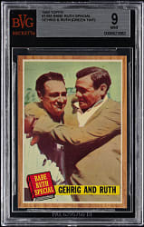 1962 Topps #140 Lou Gehrig & Babe Ruth Green Tint Variation BVG MINT 9