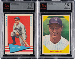 1960 & 1961 Fleer Baseball Greats Lou Gehrig BVG NM-MT+ 8.5 Graded Pair