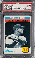 1973 Topps #472 Lou Gehrig All-Time Grand Slam Leader PSA MINT 9 - Only 2 Graded Higher