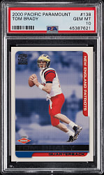 2000 Pacific Paramount Football #138 Tom Brady Rookie PSA GEM MINT 10