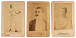 1880s-1890s Boxing Cabinets Group (3) with (2) Corbett, Sullivan