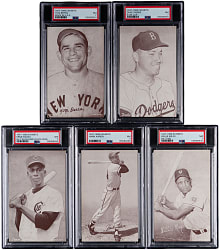 1947-1966 Exhibits Hall of Famer PSA NM 7 Graded Collection (8) with Hank Aaron & Willie Mays