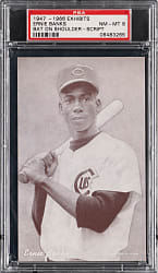 1947-1966 Exhibits Ernie Banks Bat on Shoulder Script PSA NM-MT 8