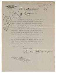 1919 Franklin D. Roosevelt Typed Letter Signed on Official Navy Department Letterhead