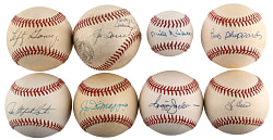 New York Yankees Single-Signed Baseballs (8) with DiMaggio, Gomez & Hunter