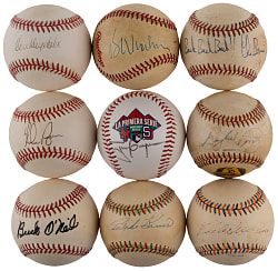 Single-Signed Baseballs (20) with Specialties and (17) Hall of Famers Including Drysdale, Gwynn & Ryan