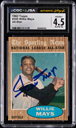 1962 Topps #395 Willie Mays All-Star Signed CGC VG/EX+ 4.5 with JSA Auto 10