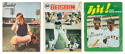 1955-1979 Spanish Language Baseball Magazine Group (4) with Willie Mays Emphasis Including Rare 1955 Adirondack "Reglas De Baseball"