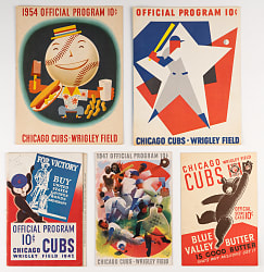1939-1981 Chicago Cubs Home Scorecards (47) with Near Complete Run (36/42) Including Aaron Rookie Homer & Jackie Robinson